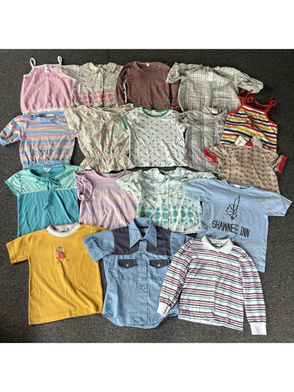 Vintage 70s/80s Girls Kids Size 5-6-7 Lot of T-Shirts Tops Tank Tops Blouses